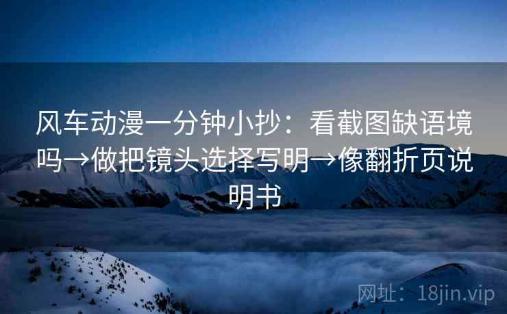 风车动漫一分钟小抄:看截图缺语境吗→做把镜头选择写明→像翻折页说明书